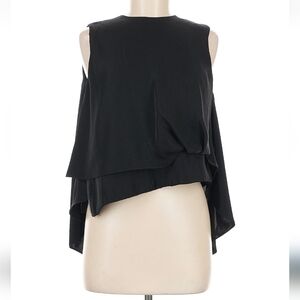 Sleeveless Black Top with Flowing Back